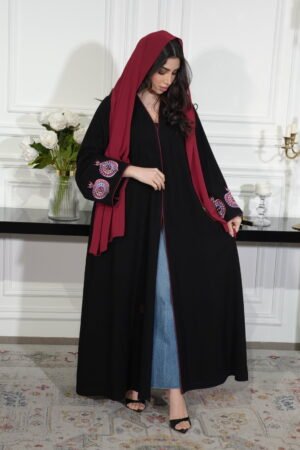 عبايه كوبا مطرز احمر