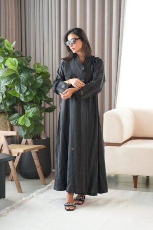 بليزر أسود لينن مع حرير