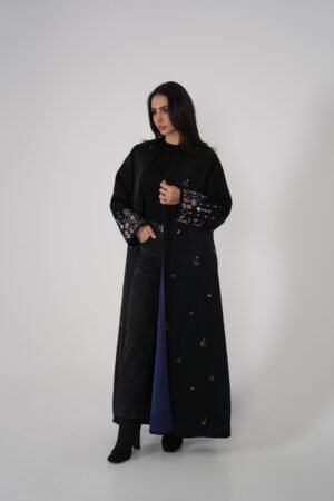 عباية لينن x حرير مطرز مع الشك