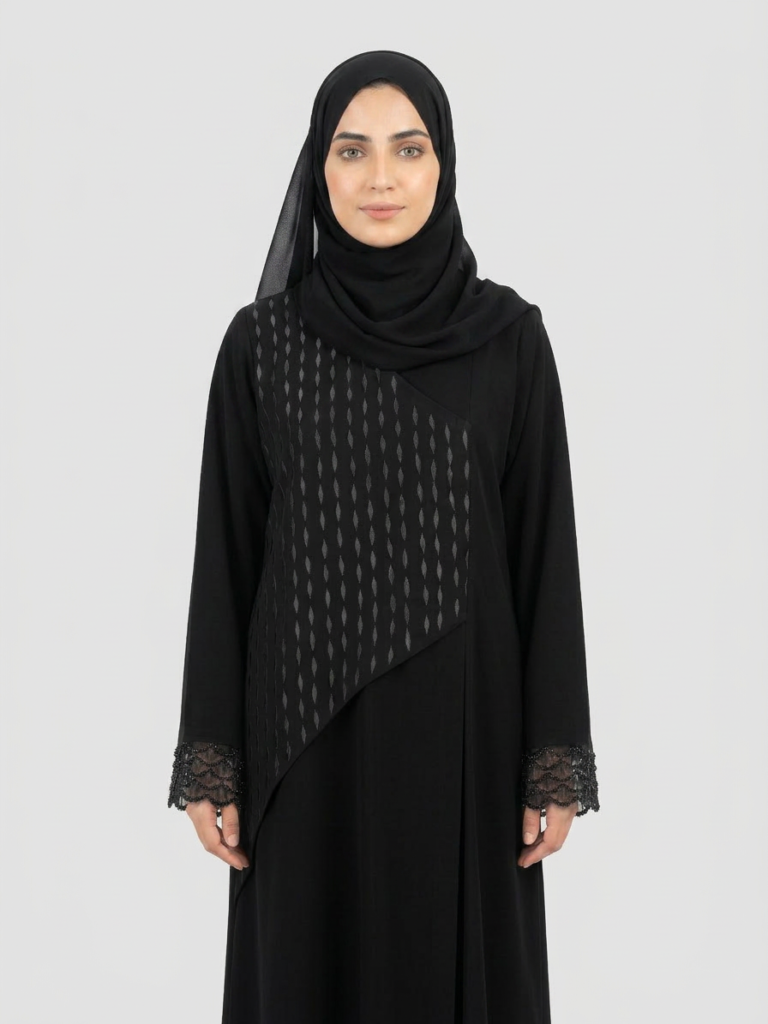 عباية كريب مع الشك و تطريز