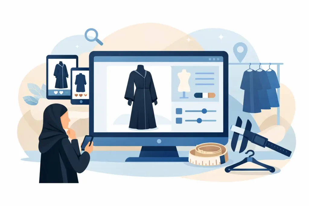اختيار مقاس العباءة اونلاين بدقة وأناقة