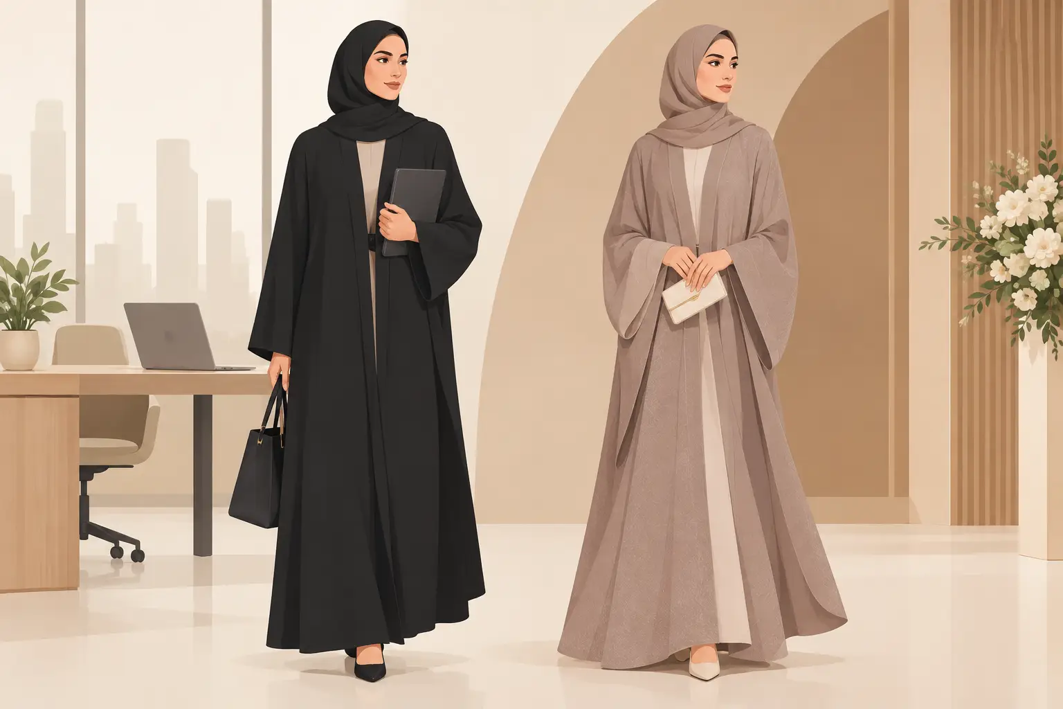 عباية كريب ولينن لإطلالات العمل والمناسبات