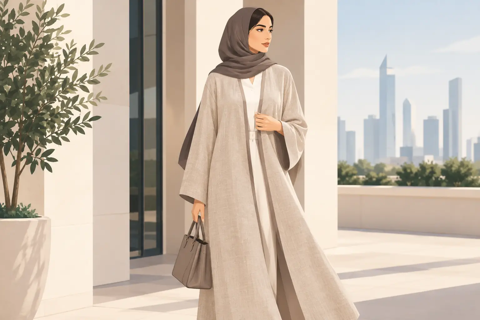 عبايات كتان أنيقة لإطلالات العمل والنهار